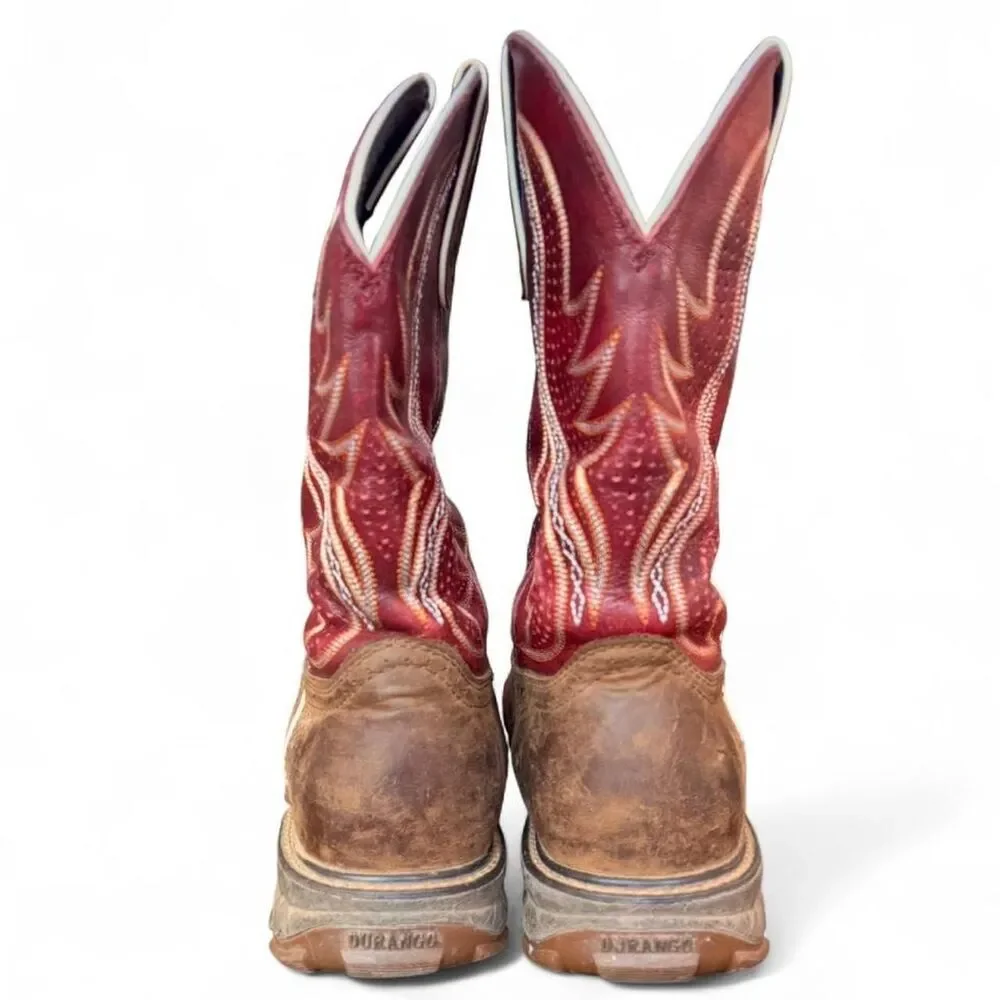 Durango Men’s 9W Brown Crimson Red 11” Western Work Boots EH Slip Oil Resistant